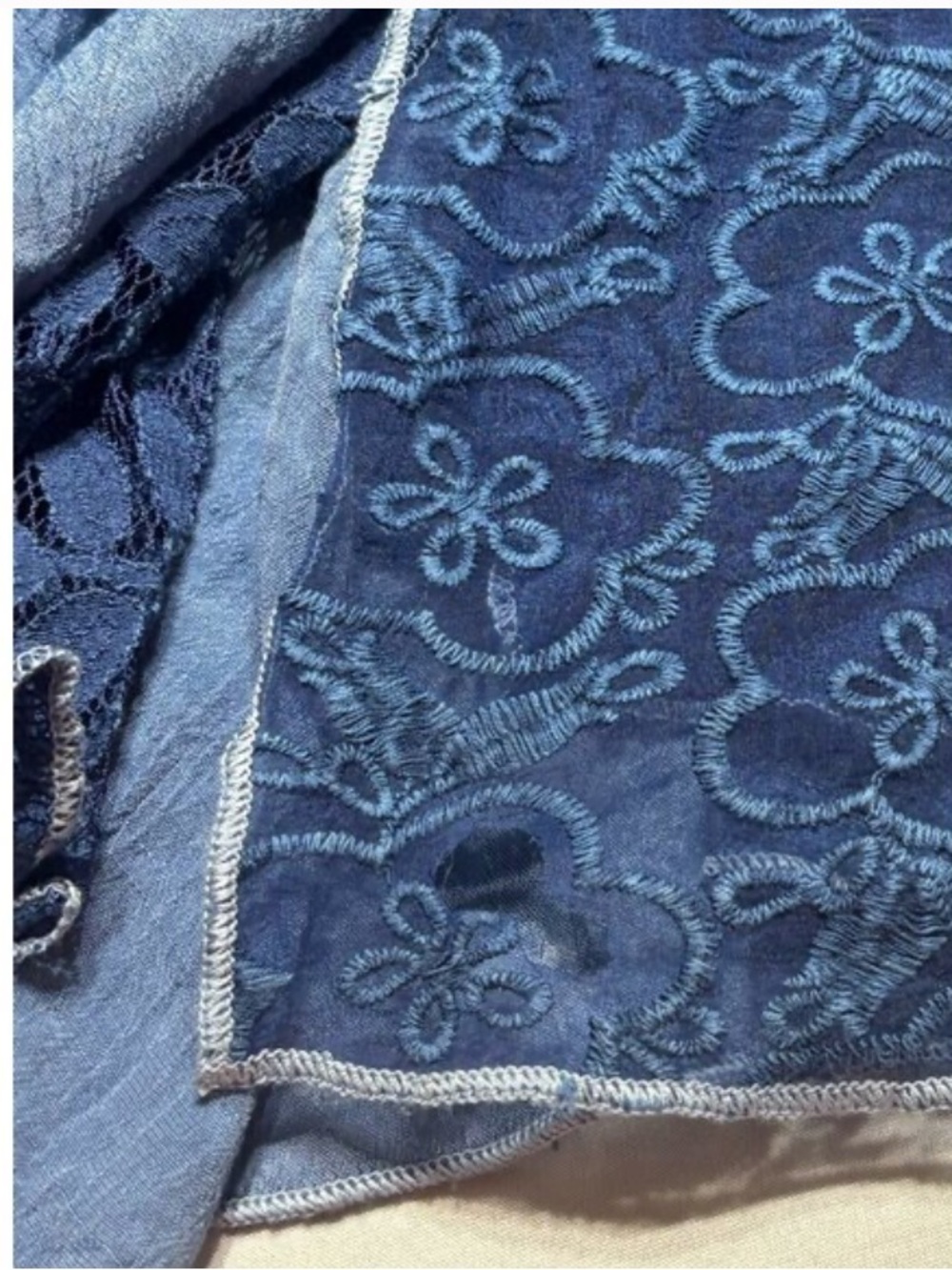 Boho Lace-Panel Blue Jacket & Coat - Picture 10 of 10
